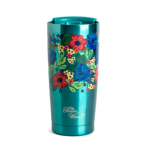 Blue Heritage NEW Pioneer Woman Stainless Steel Tumbler with Lid Straw 24oz